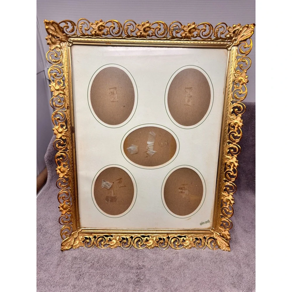 Vtg Olan Mills Frame Ornate Gold Filigree Picture Frame 12x15 Victorian Style